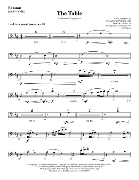 The Table Choral Anthem SATB Bassoon Sheet Music PDF Lifeway Choral