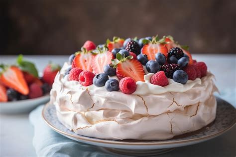 Pavlova Es Un Postre A Base De Merengue Con Una Corteza Crujiente