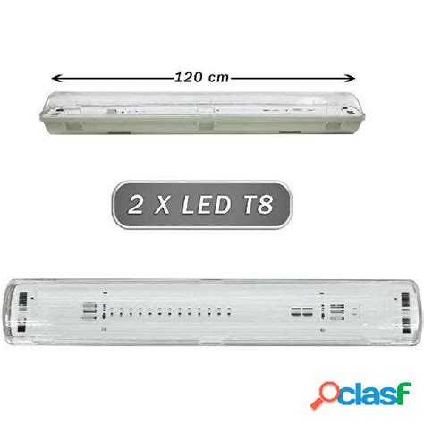 Plafoniera Stagna 2 Neon Led Tubo T8 G13 120 Cm Da Parete Soffitto Ip65