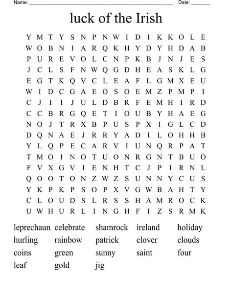 Irish Word Search WordMint