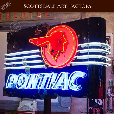 Vintage Pontiac Dealership Neon Sign With Custom Rolling Stand