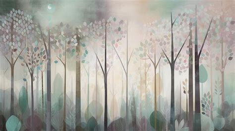 Premium Photo | Forest wallpaper background in pastel colors Generative AI