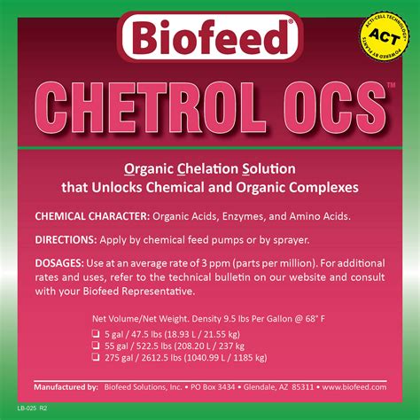 Organic Chelating Agent Chetrol Ocs Biofeed Solutions