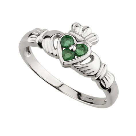 14k Gold 3 Emerald Heart Claddagh Ring Solvar Fallers Irish Jewelry