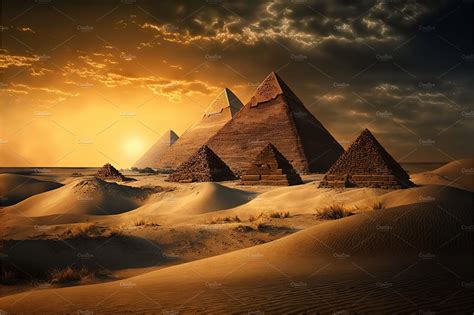 Egyptian Pyramids Sunset 