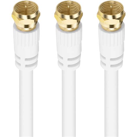 Coaxial Cable RG6 Coax 3 Pack Dual Shielded Wire F Type CL2 In Wall