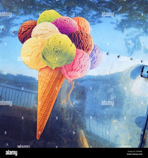 Ice Cream Cone With Multiple Scoops Stock Photo Alamy