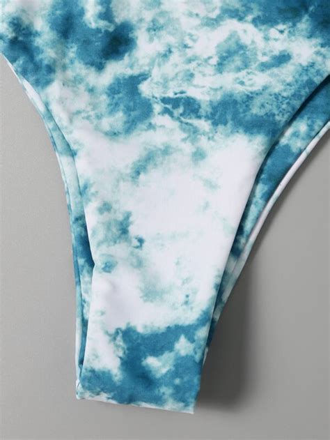 Tie Dye Knot Front Bikini Swimsuit Shein Usa