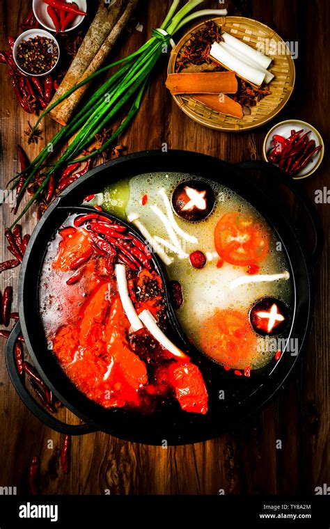 Hot Pot Bottom Mandarin Duck Hotpot Stock Photo Alamy