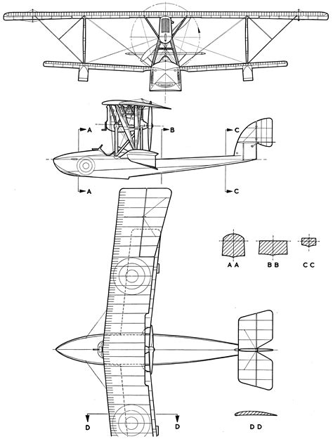 Macchi M5 Blueprint Flying Boat Model Airplanes Aircraft Design
