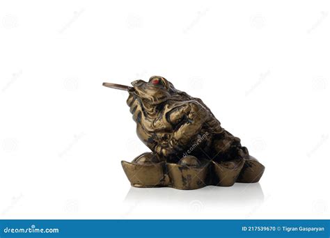 Chinese Feng Shui Lucky Money Frog With Coin Isolated On White