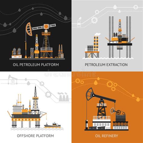 Sistema De La Plataforma Del Petr Leo Del Aceite Ilustraci N Del Vector