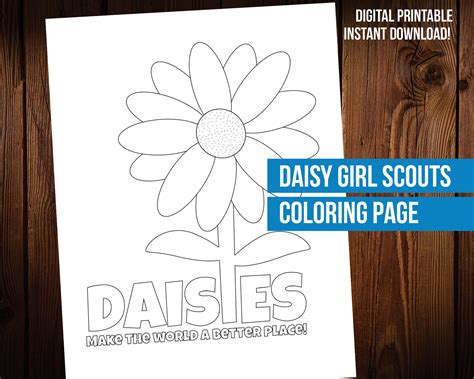 Daisy Girl Scout Coloring Page Printable Etsy