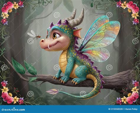 Bejeweled Dragon In Magical Forest Stock Illustration Illustration Of