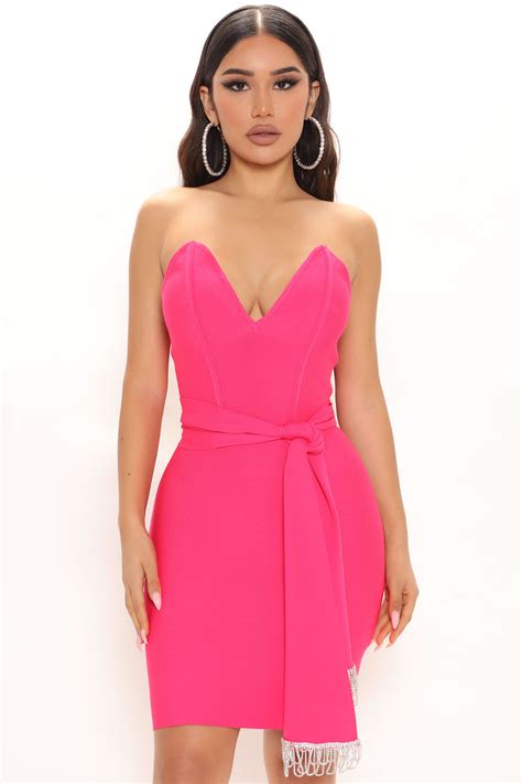 Glam Life Bandage Mini Dress Hot Pink Fashion Nova Dresses