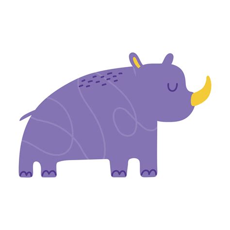 purple rhino animal cartoon doodle color 2668121 Vector Art at Vecteezy