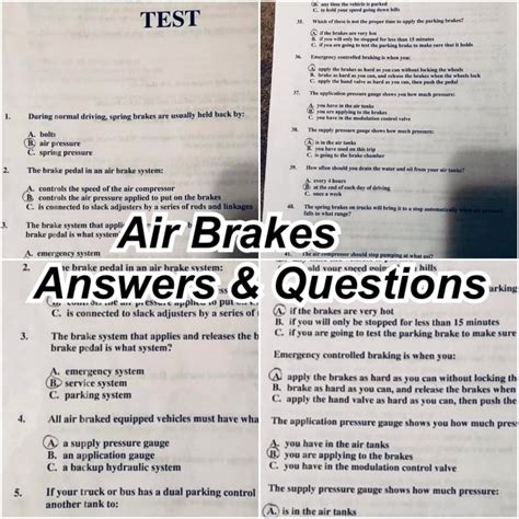 Cdl Air Brakes Section Question And Answer Test Pdf Etsy