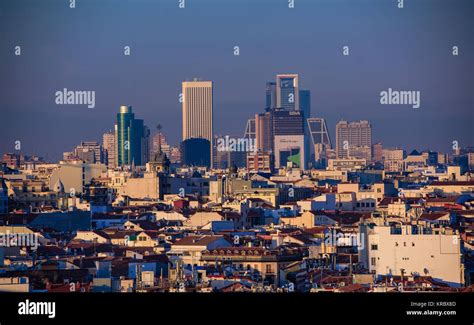 Madrid Spain December 21 2015 Madrid Skyline At Sunset Stock Photo