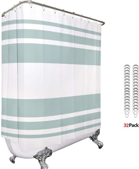 Clawfoot Tub Shower Curtain Round 180X70 Inch Bathtub All Around Green