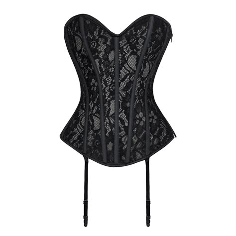 Sexy Victorian Black Floral Lace Strapless Sweetheart Bust Line Waist