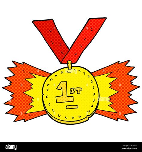 Freehand Drawn Cartoon First Place Medal Stock Vector Image And Art Alamy