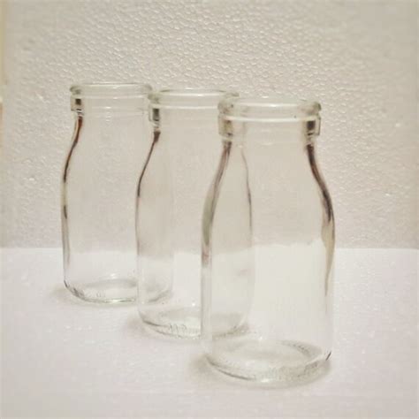 Items similar to 3 Glass Milk Bottles with Plastic Lids for parties ...