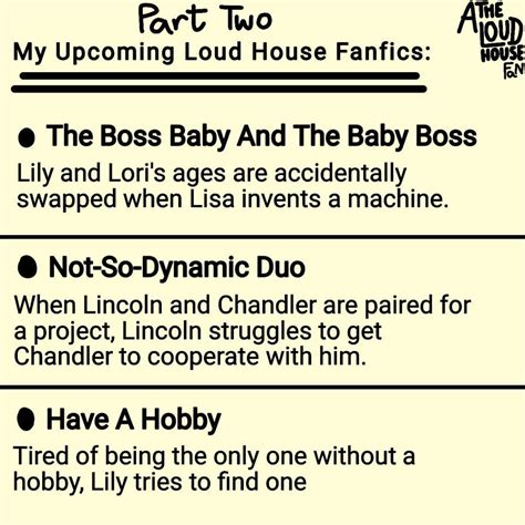 My Upcoming Loud House Fanfics! (Part 2) by aTheLoudHousefan on DeviantArt