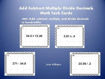 The Addition Subtract Multiply Divide Decals Math Task Cards Are Shown