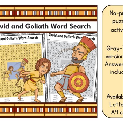 David And Goliath Crossword Puzzle Printable Made By Off