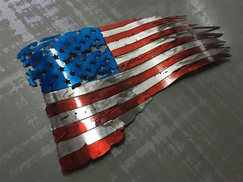 Metal flag, Metal America flag, American flag wall art, Tattered American flag, US, USA ,metal ...