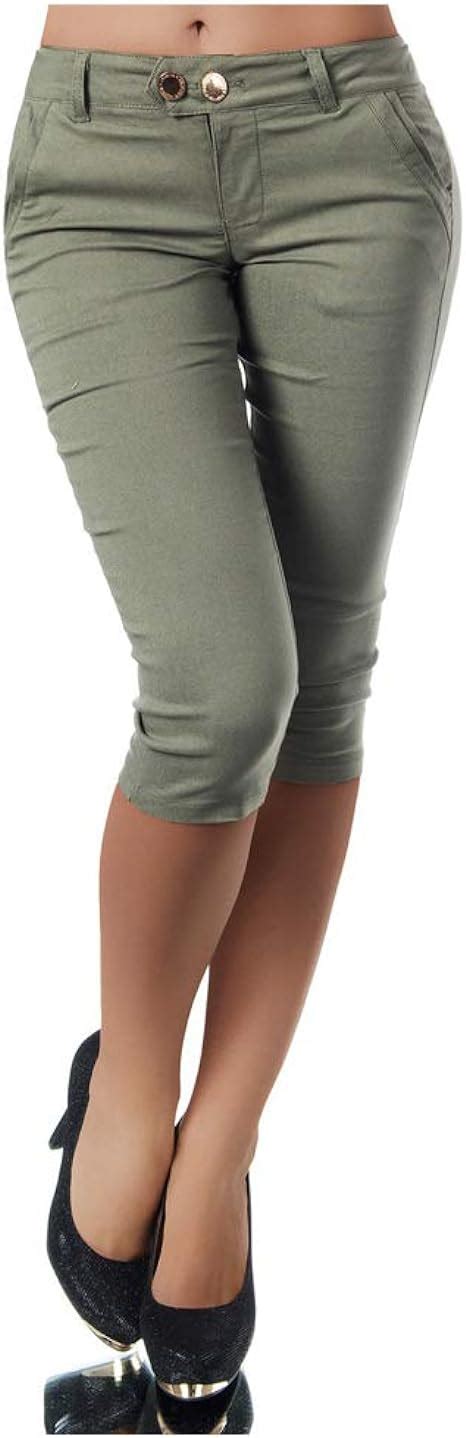 Damen Capri 3 4 Hose Kurze Morbuy Caprihose Sommer Bermuda Stretch