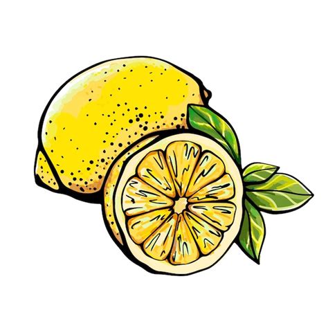 Premium Vector Yellow Lemon And A Slice Of Lemon Illustration