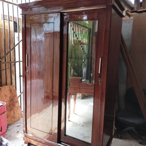 Jual Lemari Pakaian 2 Pintu Sliding Kayu Jati Jakarta Timur Bm