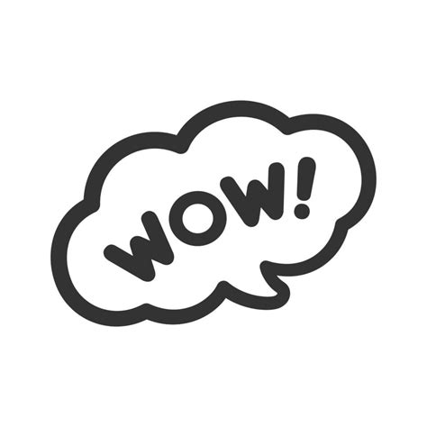 WOW Speech Bubble Icon Cute Black Text Lettering Vector Illustration