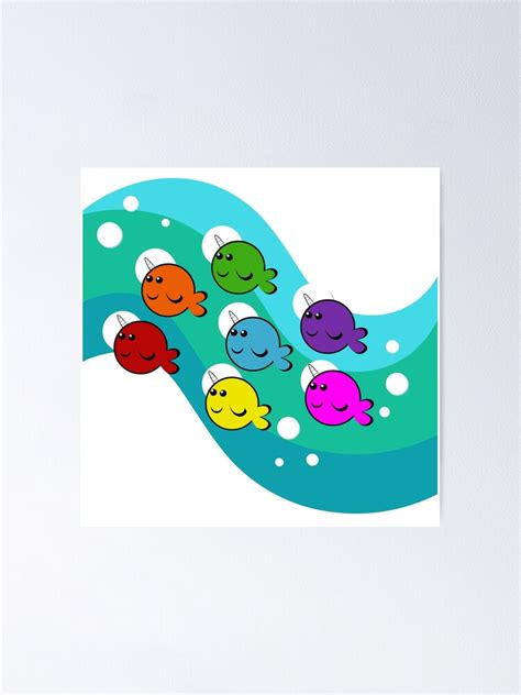 Rainbow Narwhals Poster For Sale By Ewautismlibrary Redbubble