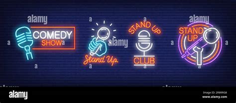 Stand Up Comedy Show Neon Signs Collection Stock Vector Image And Art Alamy