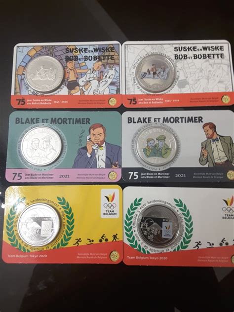 België 5 Euro X 6 Coin Card Proof 2020 2021 Suske en Catawiki