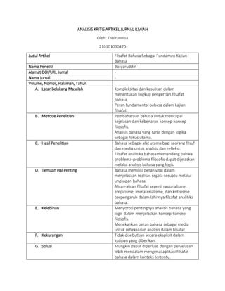 Analisis Kritis Jurnal Khairunnisa Docx