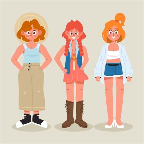 Gente De Dibujos Animados Con Paquete De Ropa De Verano Vector Gratis