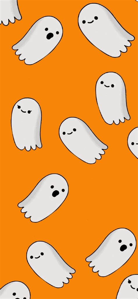 Orange Ghost Wallpaper Spooky Season Wallpaper Halloween Wallpaper