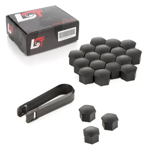 20X TAPAS CUBIERTA Tapones De Tornillos De Rueda Mate Negro 17MM Para