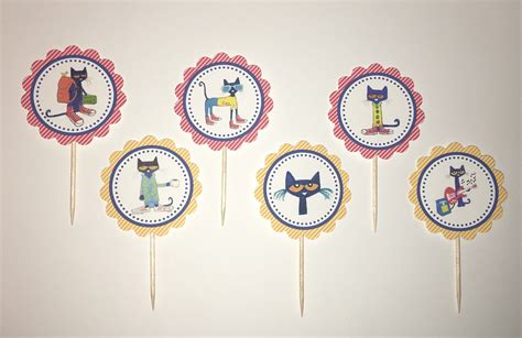 Pete The Cat Cupcake Toppers Etsy