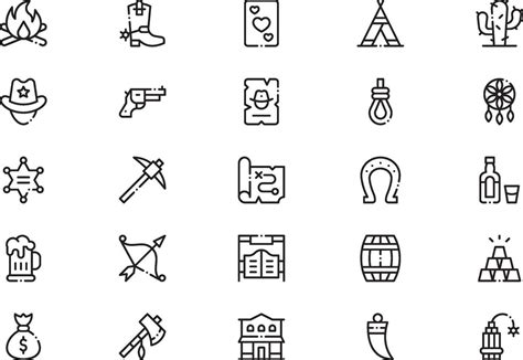 Wild West Icons Collection Is A Illustration With Editable Stroke