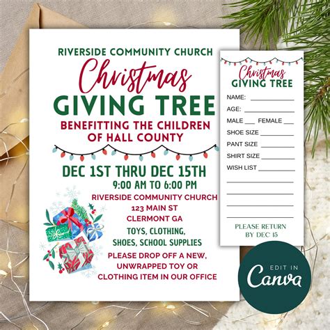 Giving Tree Flyer Template Giving Tree Tags Printable Angel Tree Sign