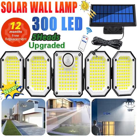 Heads Solar Led Light Outdoor Motion Sensor Waterproof Wide Angle