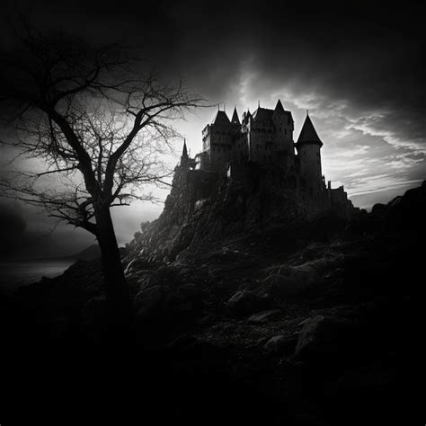 Premium Photo Black Dark Castle Background Generative Ai