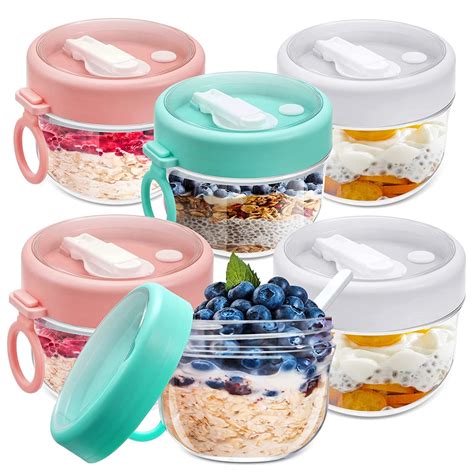 Bobasndm 20 Oz Overnight Oat Containers With Lids Spoons Leakproof