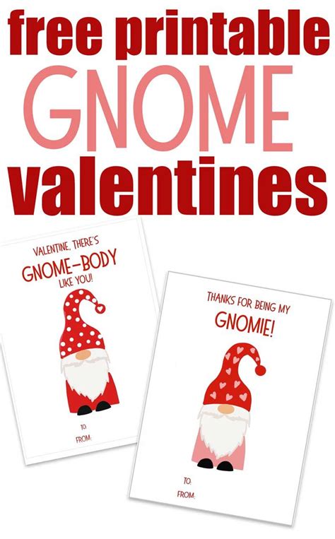 Free Printable Gnome Valentines Day Cards Valentines Printables Free