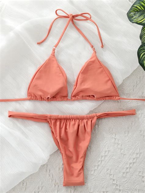 Shein bikini micro triángulo simple halter Vezia