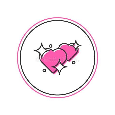 Filled Outline Two Linked Hearts Icon Isolated On White Background